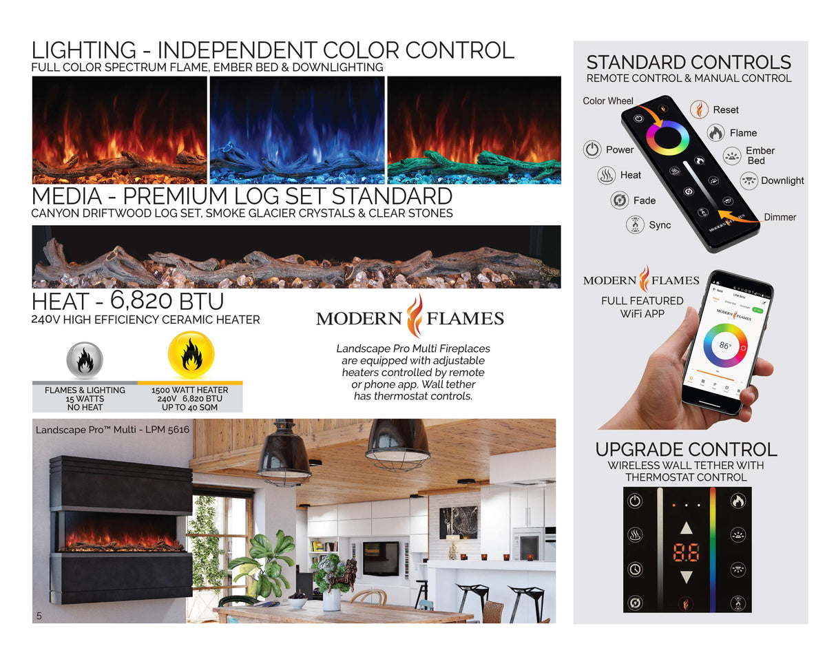 Modern Flames Landscape Multi 44" Fireplace LPM-4416V2/INT | Greater Sydney Only