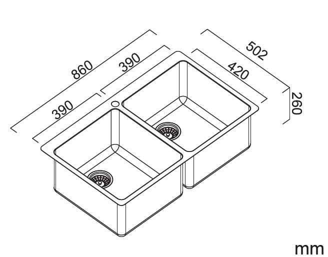 Abey The Double Leichardt Laundry Tub Inset Sink With Overflow LT45DB