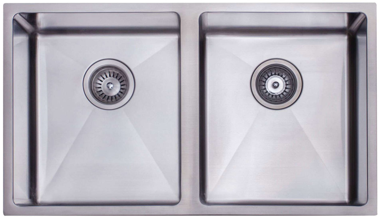 Modern National Handmade Double Bowl Inset/Undermount Sink M-S203B