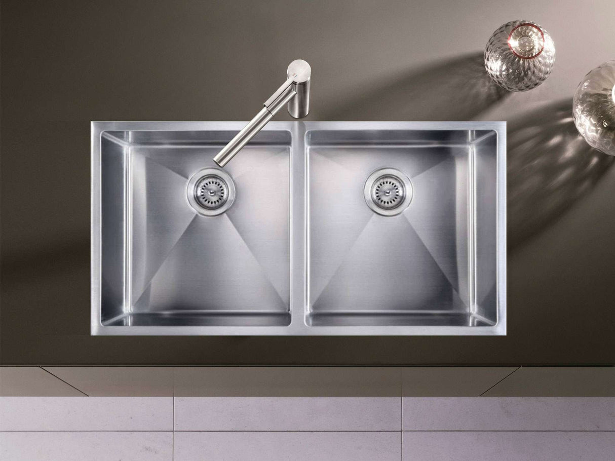 Modern National Handmade Double Bowl Inset/Undermount Sink M-S203B