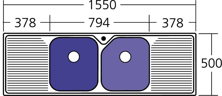 Oliveri Nu-Petite Double Bowl Inset Sink With Left & Right Drainers NP653