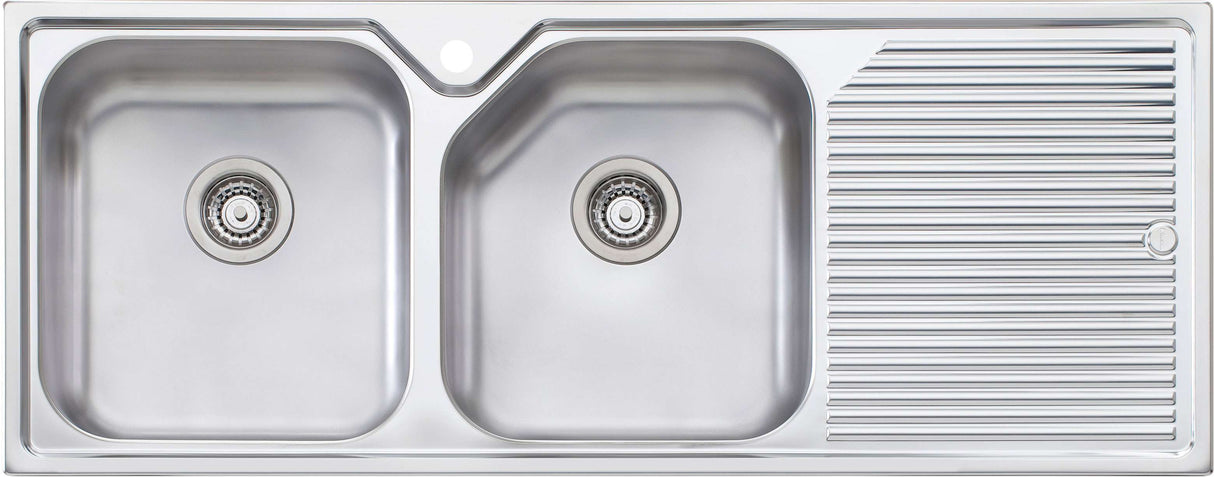 Oliveri Nu-Petite Double Left Hand Bowl Inset Sink With Drainer NP671