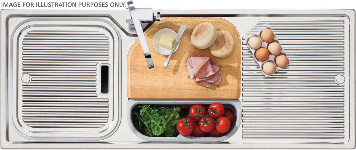Oliveri Nu-Petite Double Left Hand Bowl Inset Sink With Drainer NP671