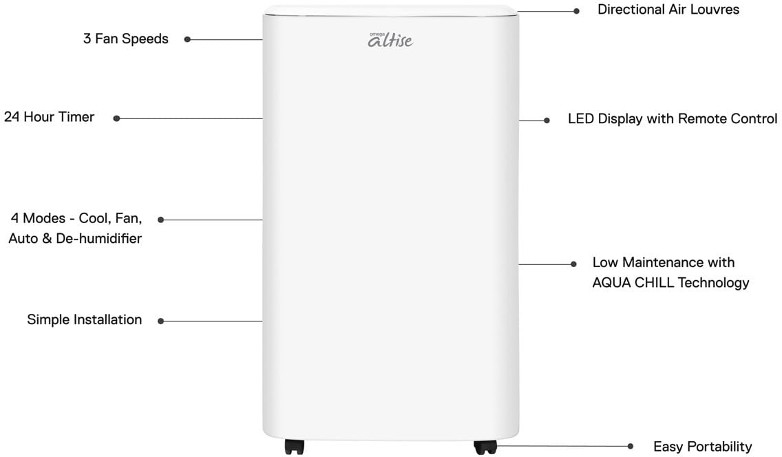 Omega Altise Reverse Cycle Cool & Heat Portable Air Conditioner OAPC36RW
