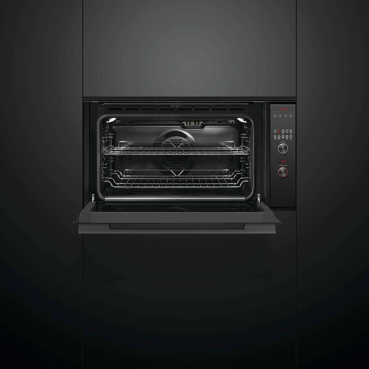 Fisher & Paykel 90cm Contemporary Pyrolytic Built-In Wall Oven Black OB90S9MEPB1