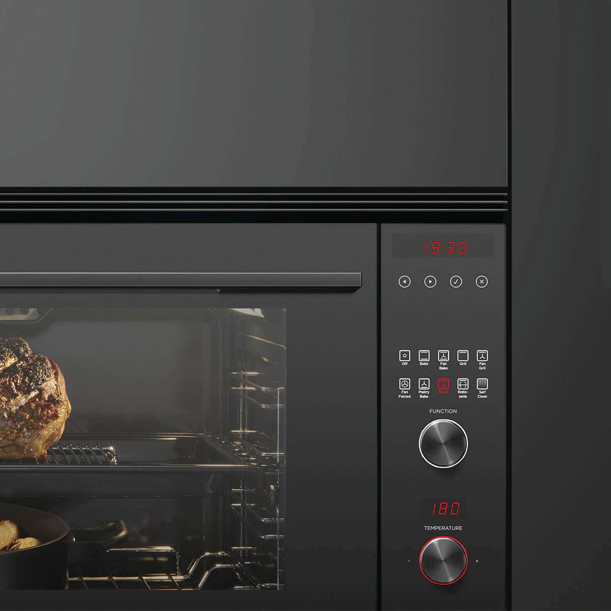 Fisher & Paykel 90cm Contemporary Pyrolytic Built-In Wall Oven Black OB90S9MEPB1