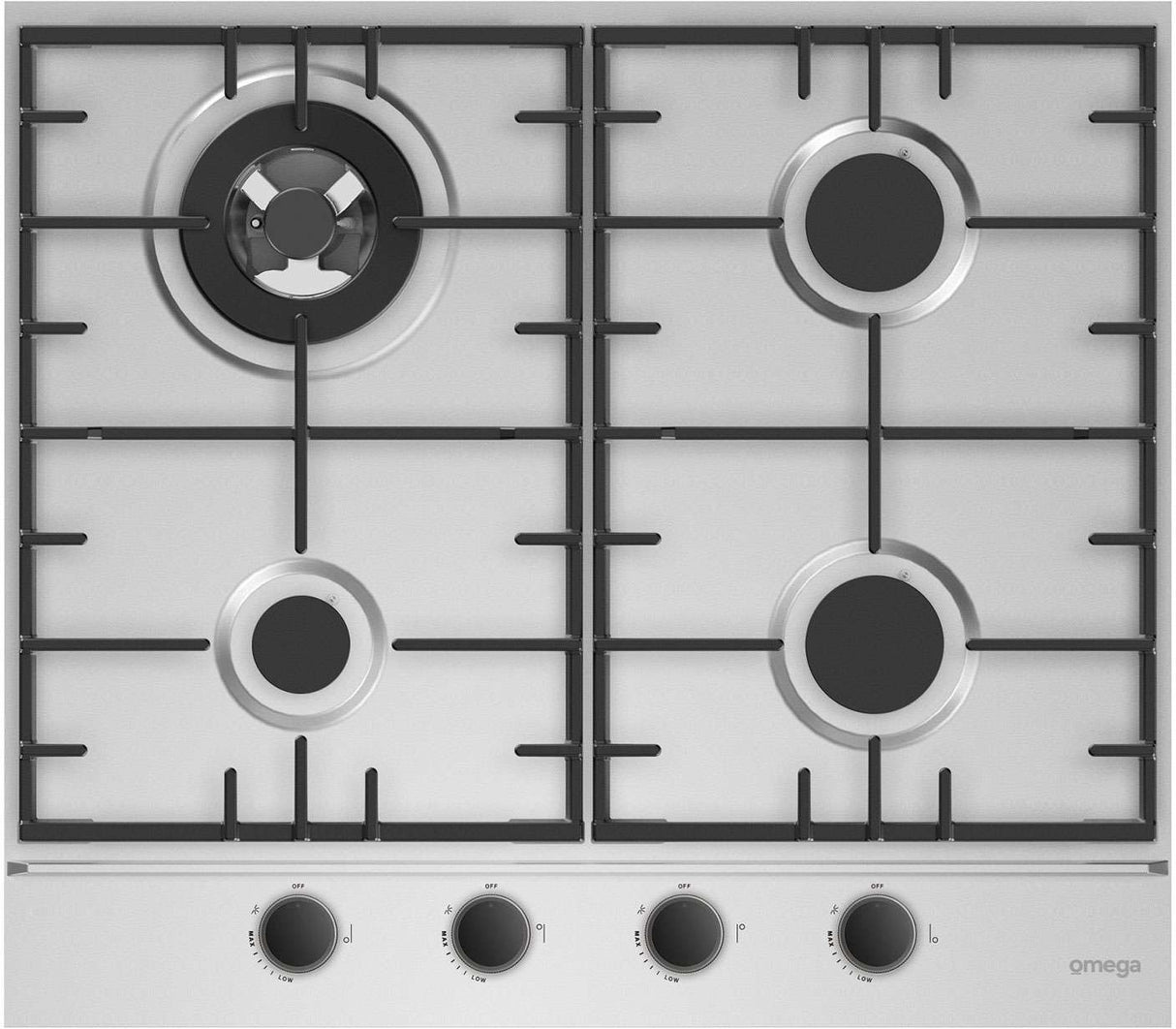 Omega 60cm 4 Burner Gas Cooktop Stainless Steel OCG604WX