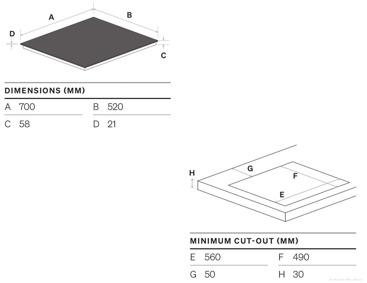Omega 70cm Induction Cooktop OCI704PPTZ