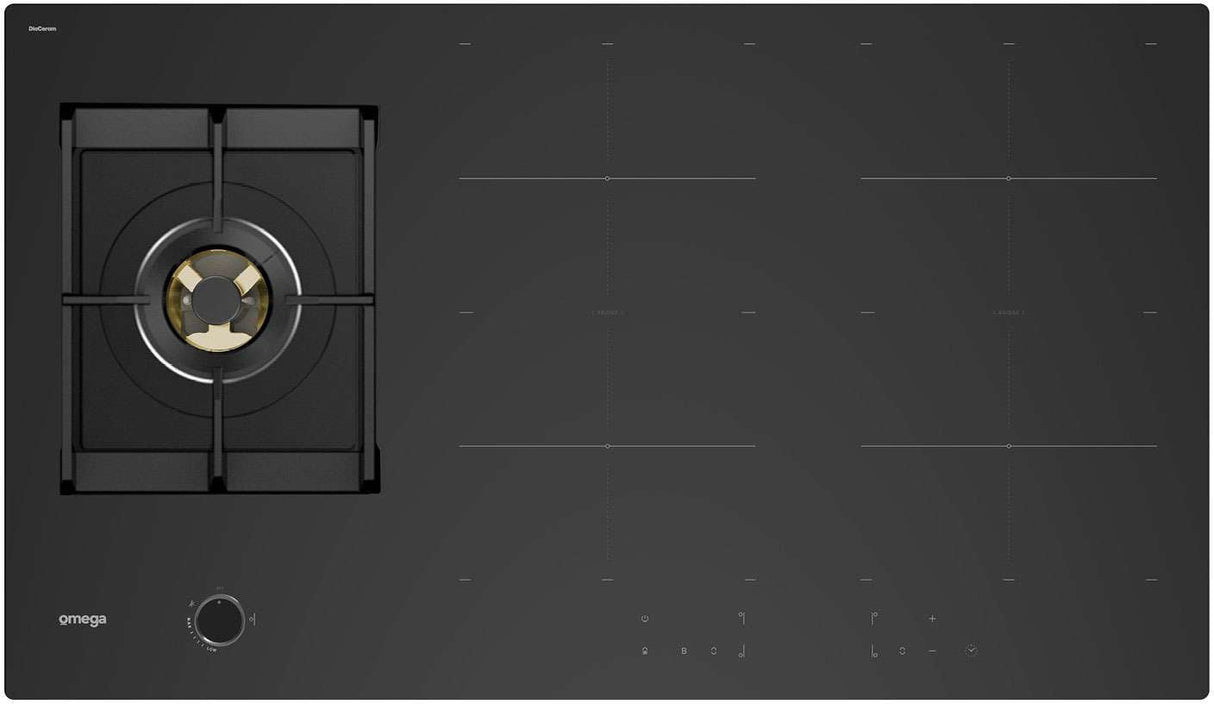Omega 90cm Hybrid Gas & Induction Cooktop OCIG905B