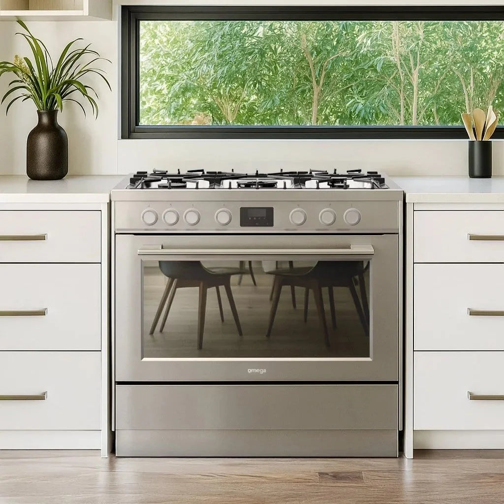 Omega 90cm 148L Dual Fuel Freestanding Oven/Stove OFOGC9010X