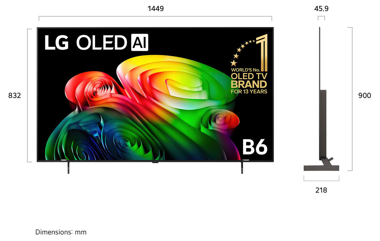 LG 65" AI B6 4K Smart OLED TV 2026 OLED65B6PSA