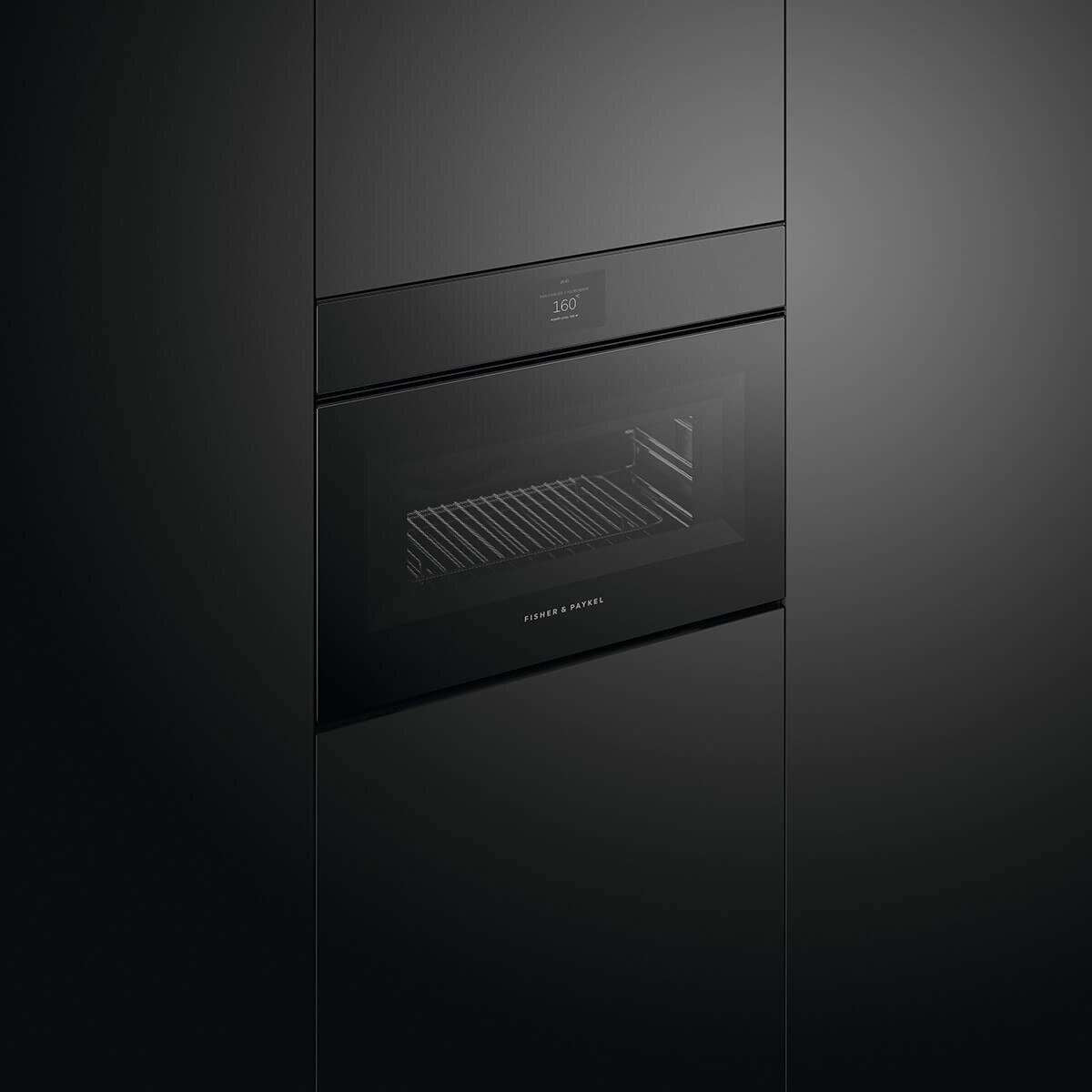 Fisher & Paykel 60cm 49L Minimal Compact Combi-Microwave Oven Black OM60NMTNB1