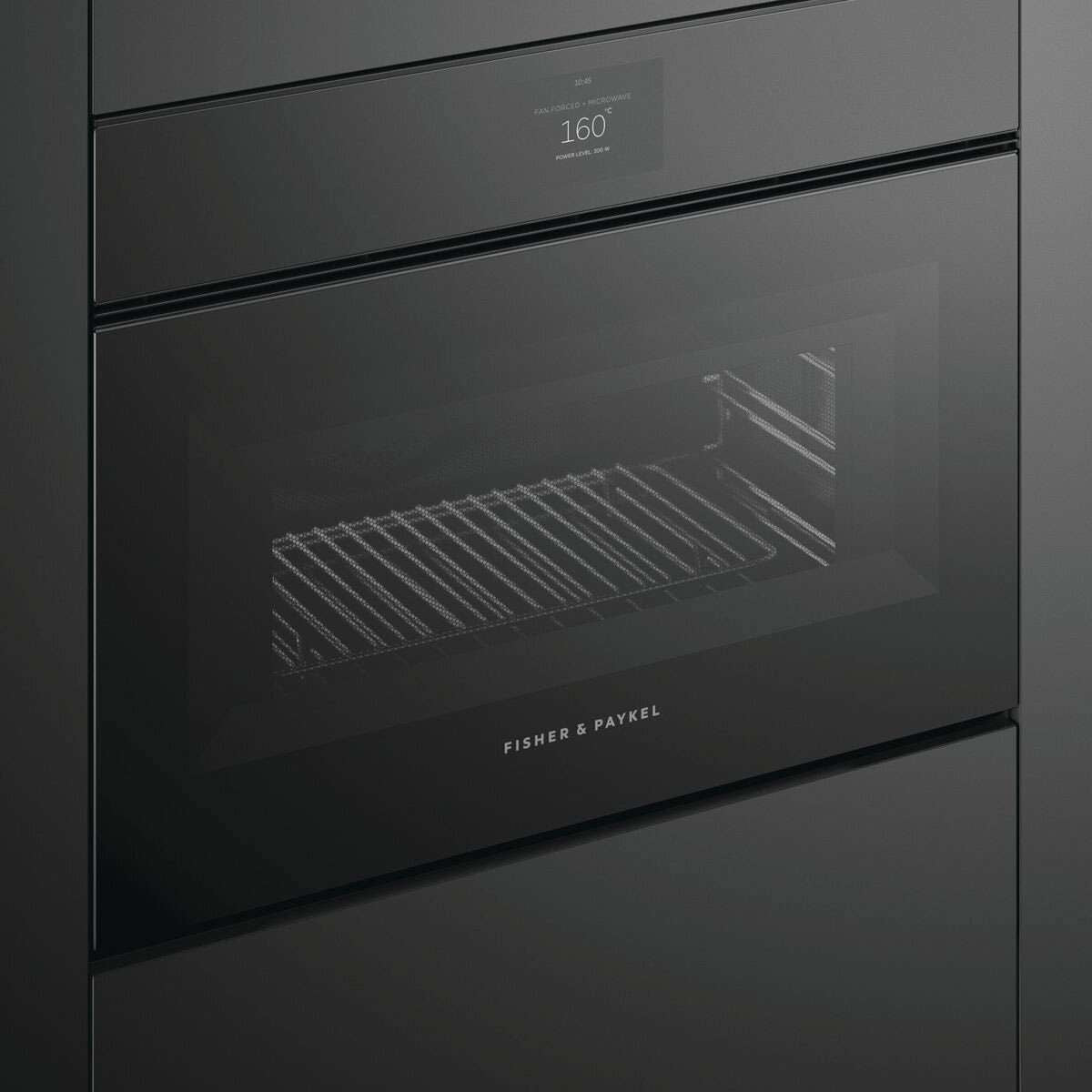 Fisher & Paykel 60cm 49L Minimal Compact Combi-Microwave Oven Black OM60NMTNB1