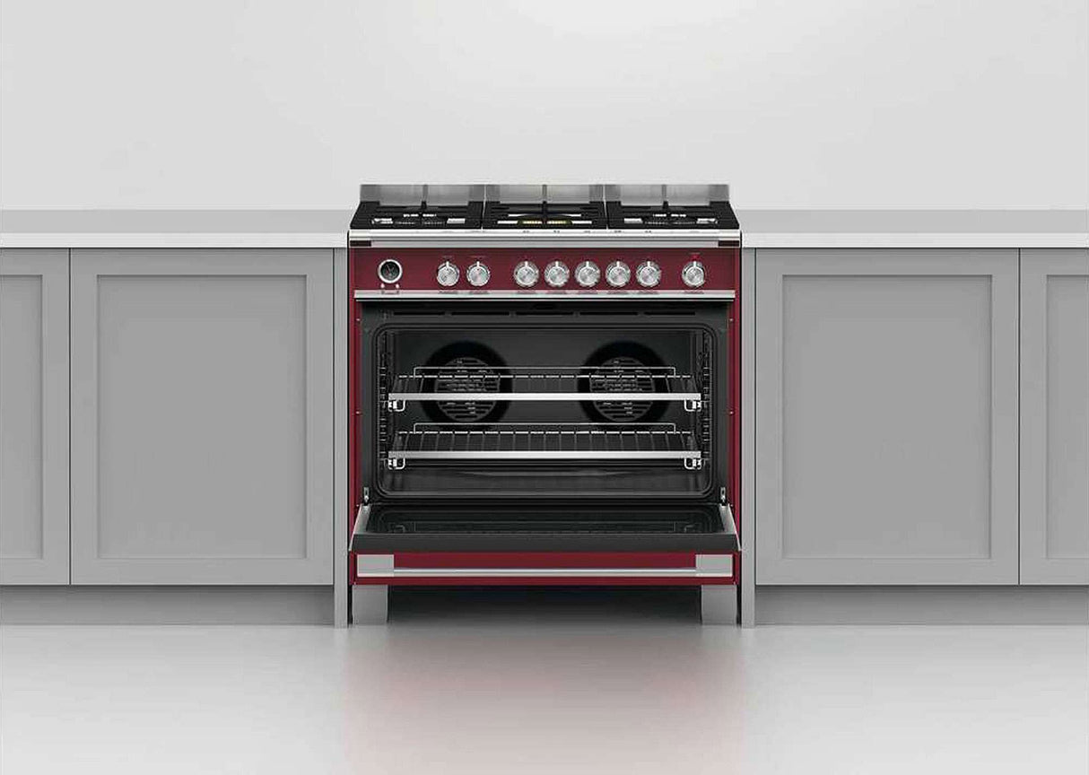 Fisher & Paykel 90cm 140L Red Dual Fuel Freestanding Oven/Stove OR90SCG6R1