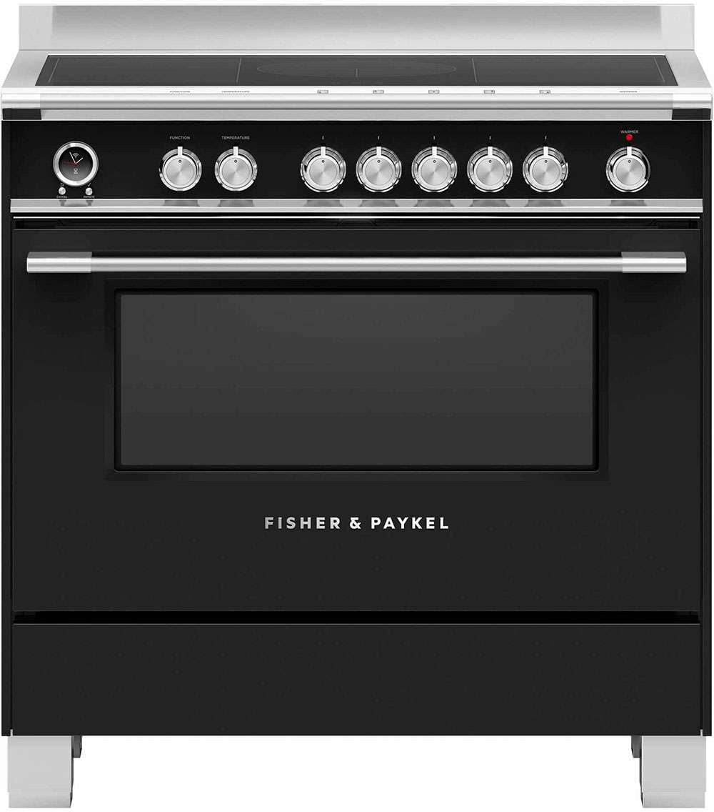 Fisher & Paykel 90cm 140L Induction Freestanding Oven/Stove Black OR90SCI6B1