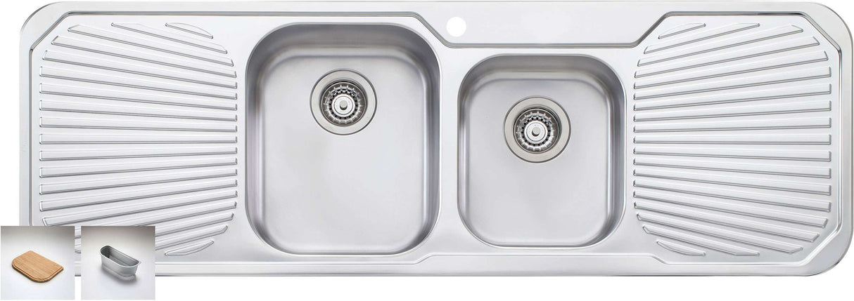 Oliveri Petite 1 & 3/4 Bowl Inset Sink With Double Drainer PE341