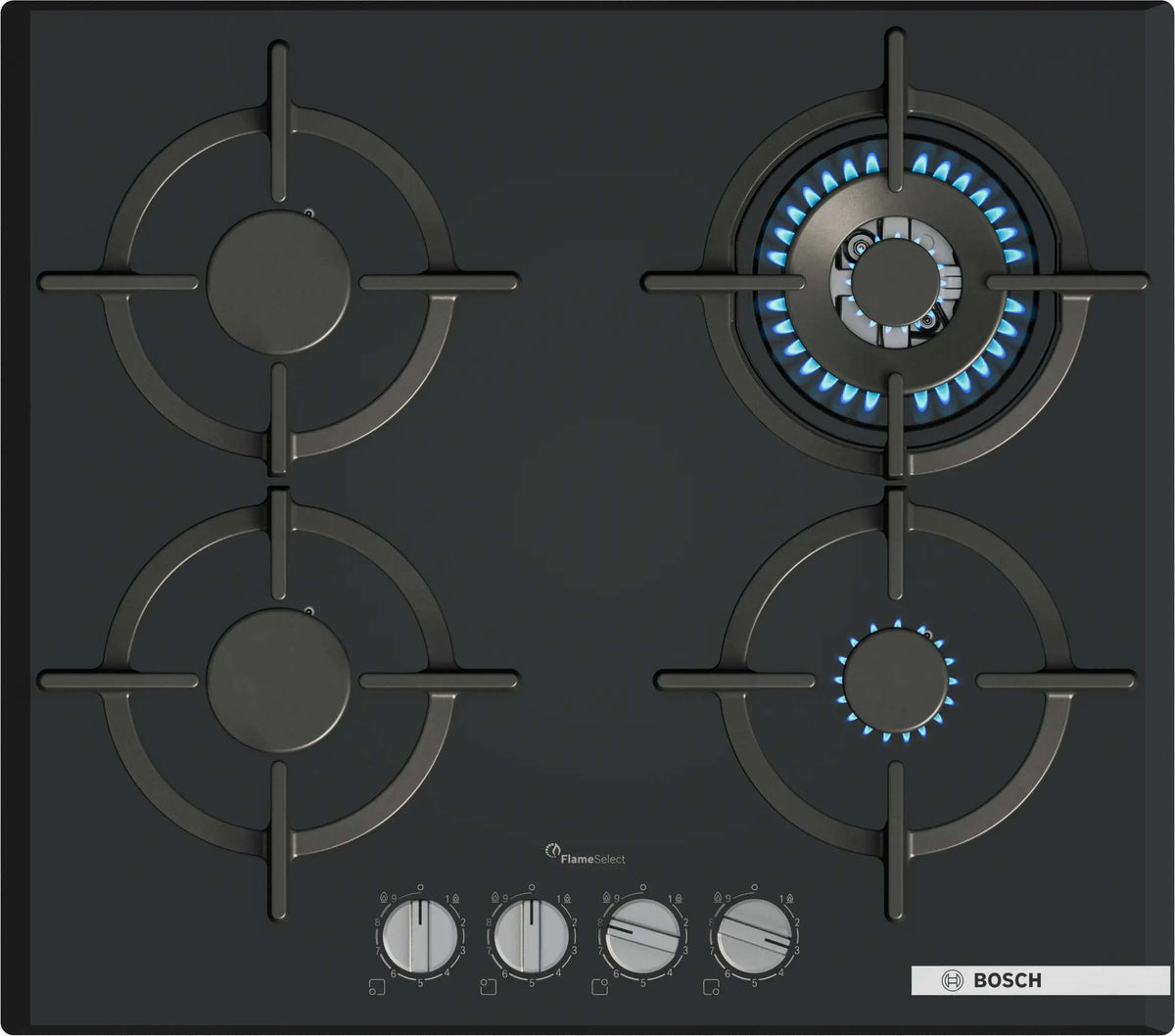 Bosch 60cm Series 6 Gas Cooktop Tempered Glass Black PPH6A6I10A