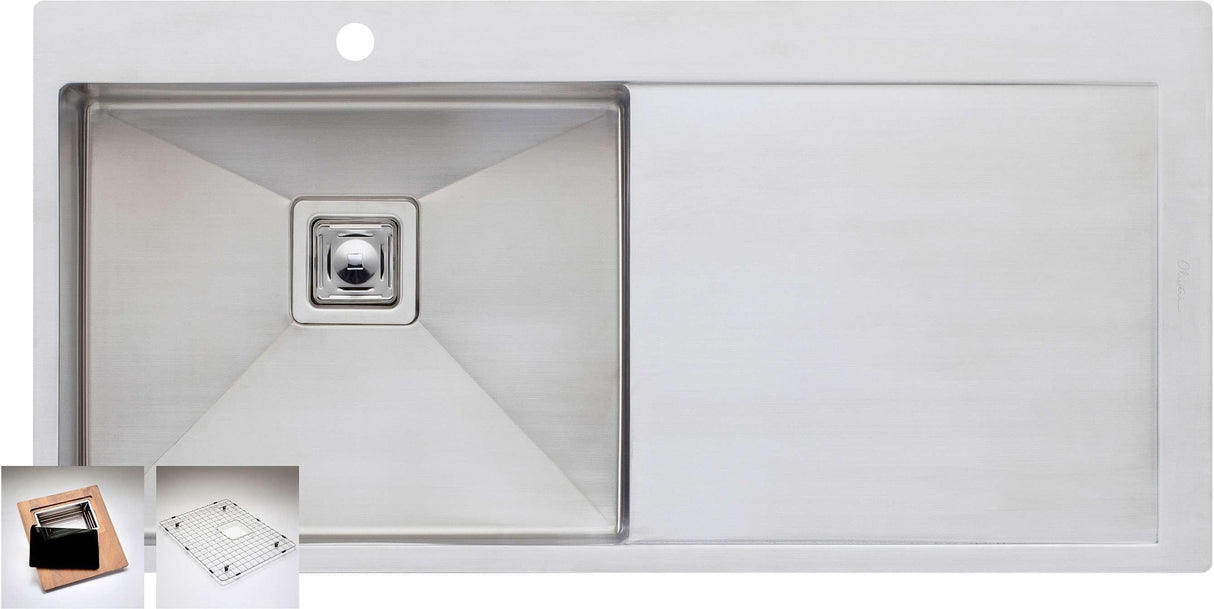 Oliveri Pro Series Single Left Hand Bowl Inset Sink With Drainer PR1121