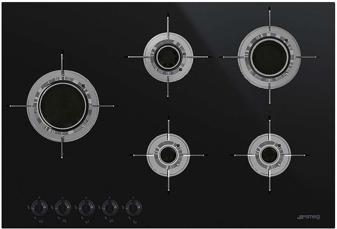 Smeg 75cm Dolce Stil Novo Aesthetic Blade Flame Gas Cooktop Black PVL675LCNAU