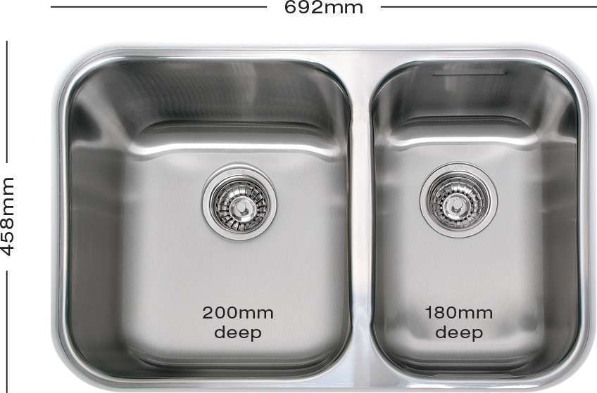 Abey Brisbane 1 & 3/4 Q180U Double Bowl Undermount Sink SK5-AV Tap Pack Q180UT2