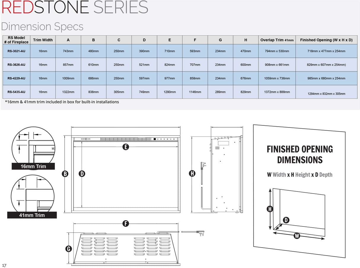 Modern Flames Redstone 54" Electric Fireplace RS-5435/AUS | Greater Sydney Only