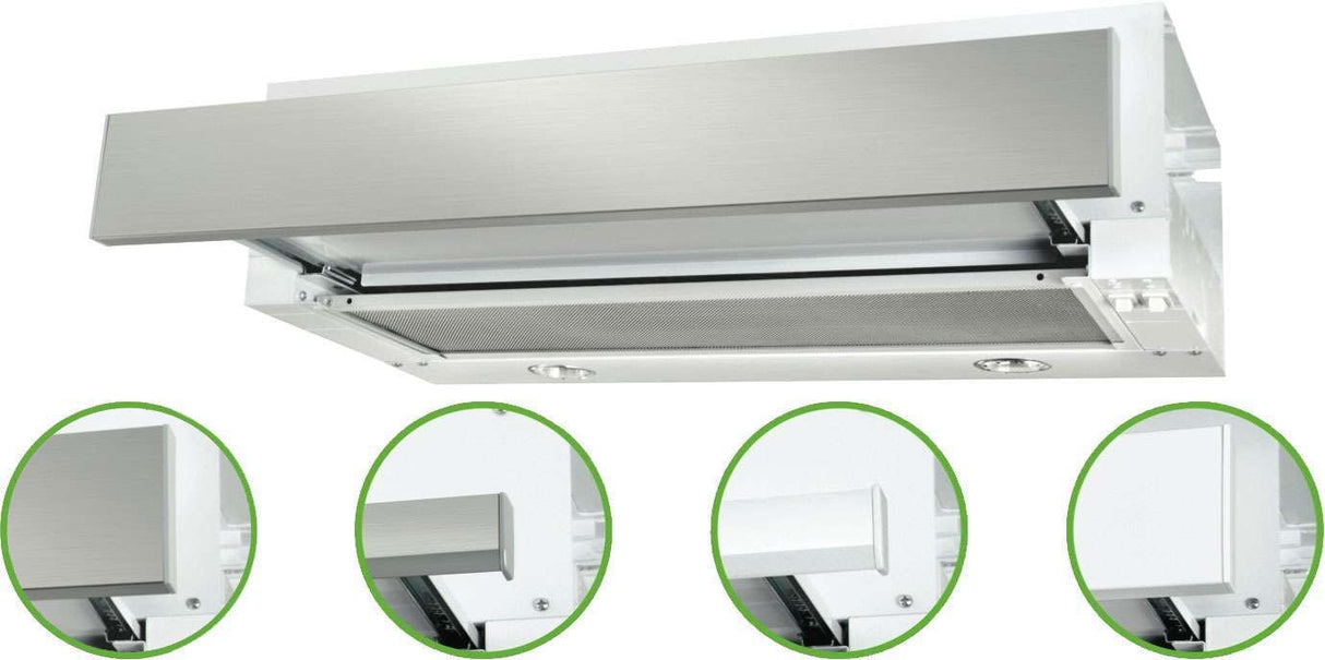 Robinhood 60cm Stainless Steel or White Slideout Rangehood RO61SS/WH/80