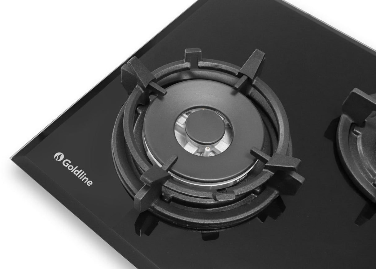 Goldline 90cm 4 Burners Gas Cooktop Black Narrow SAB4GLB