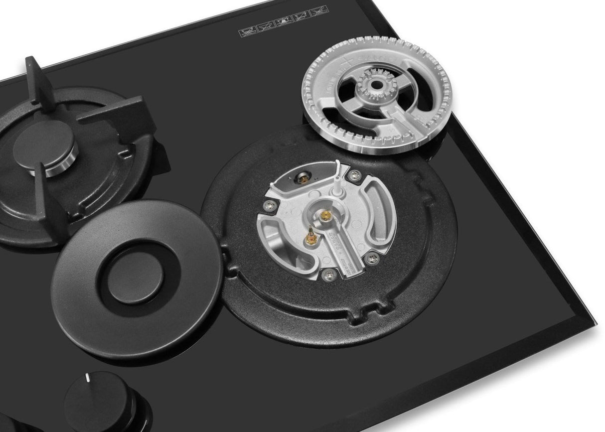 Goldline 90cm 4 Burners Gas Cooktop Black Narrow SAB4GLB