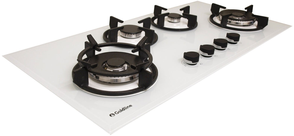 Goldline 90cm 4 Burners Gas Cooktop White Narrow SAB4GLW