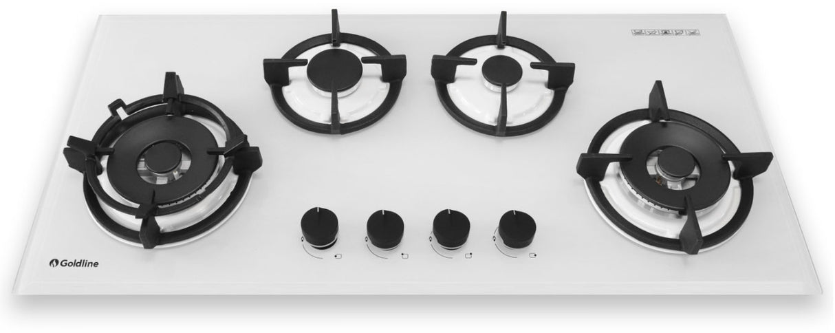 Goldline 90cm 4 Burners Gas Cooktop White Narrow SAB4GLW