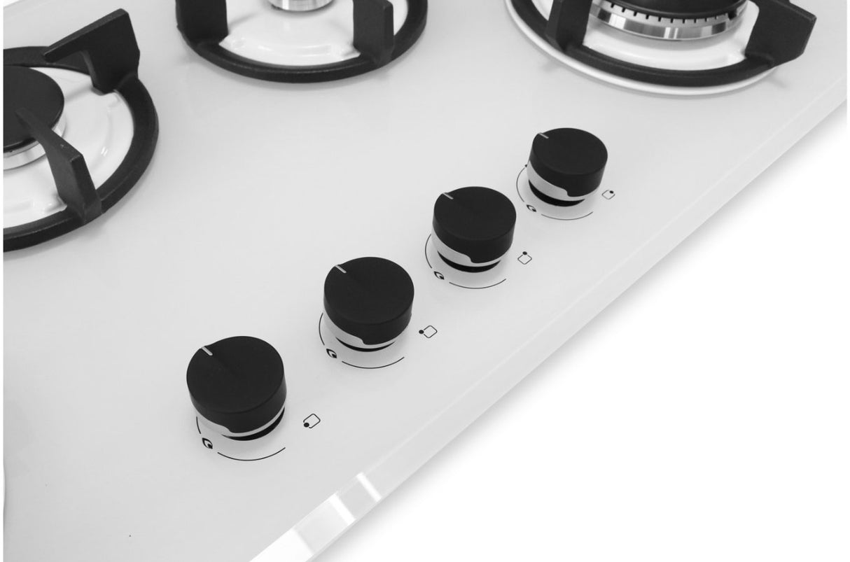 Goldline 90cm 4 Burners Gas Cooktop White Narrow SAB4GLW