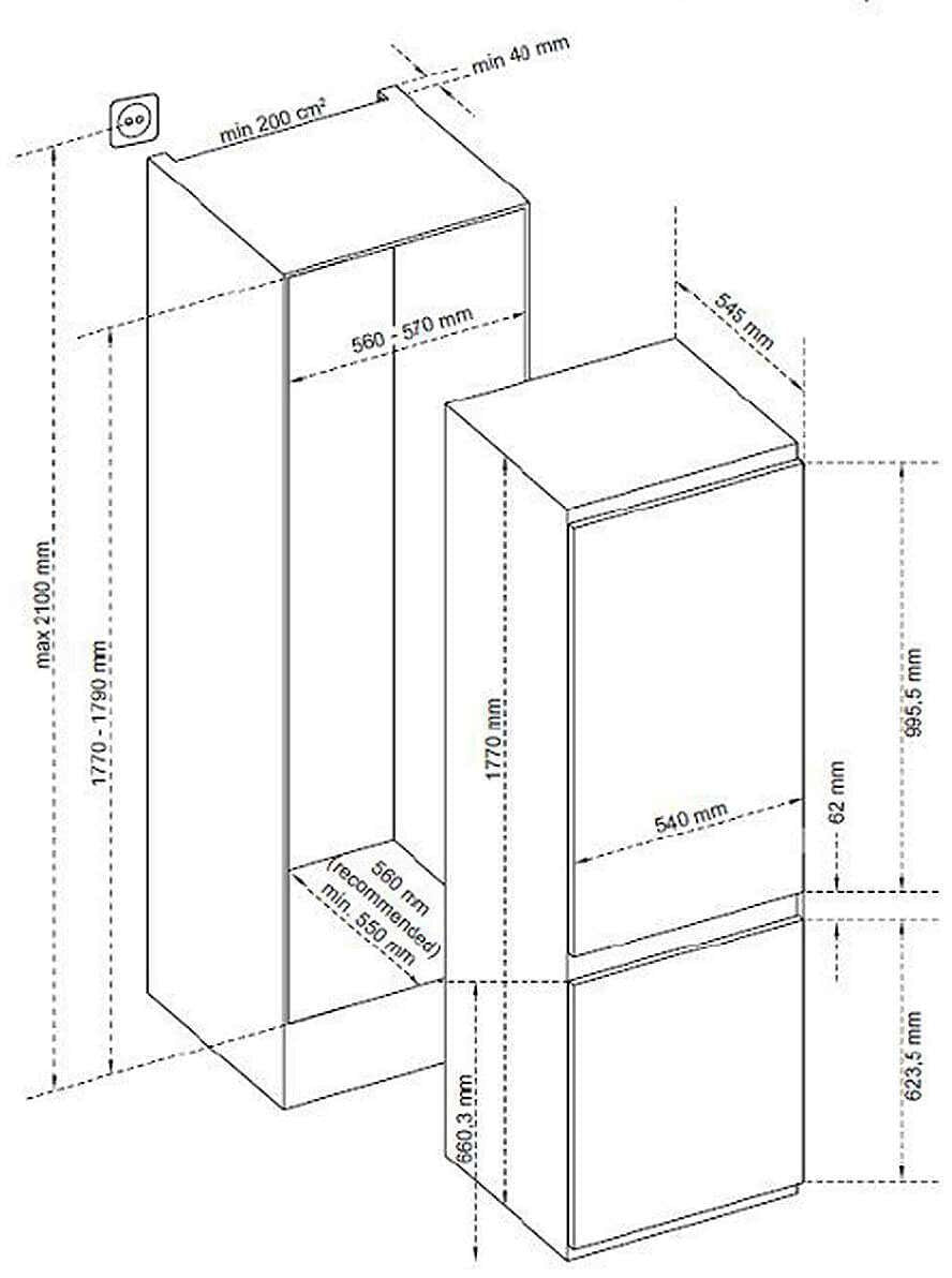 Smeg 242L Integrated Bottom Mount Refrigerator SABI256BM | Greater Sydney Only
