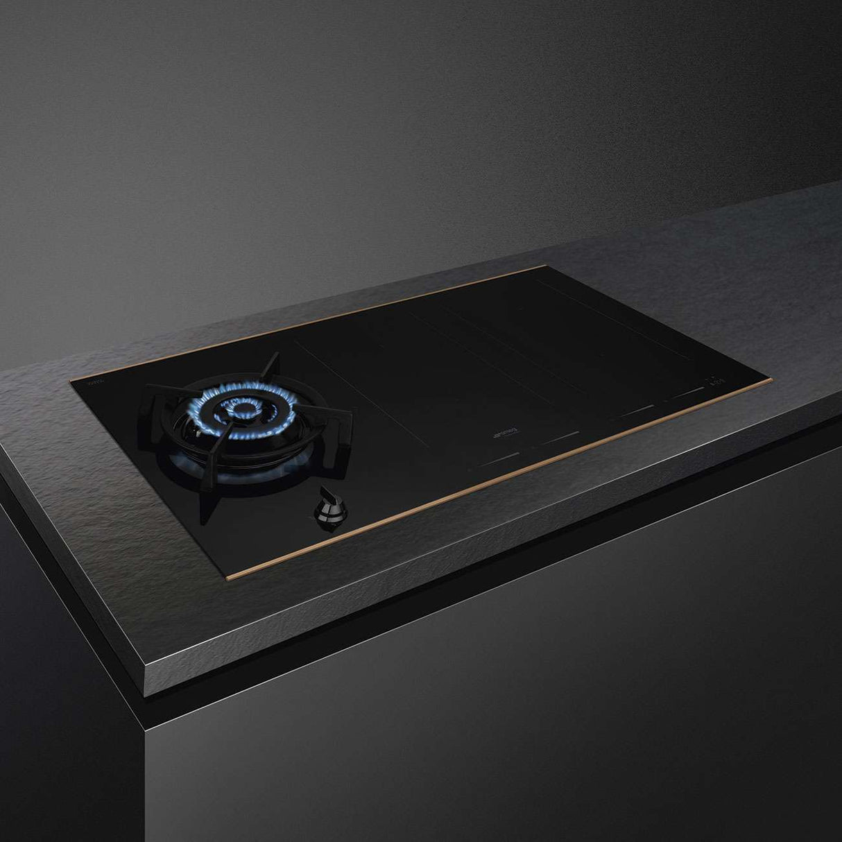 Smeg 90cm Dolce Stil Novo Gas and Induction Cooktop Black SAIG6954R