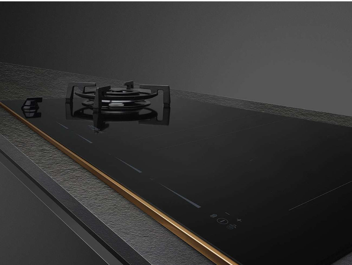 Smeg 90cm Dolce Stil Novo Gas and Induction Cooktop Black SAIG6954R