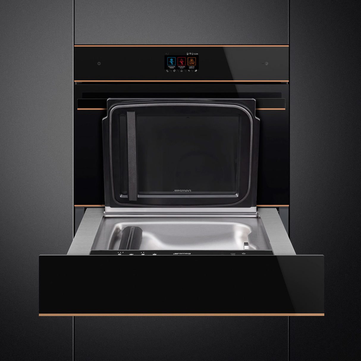 Smeg 45cm Dolce Stil Novo Compact Blast Chiller Black SBC4604WNR