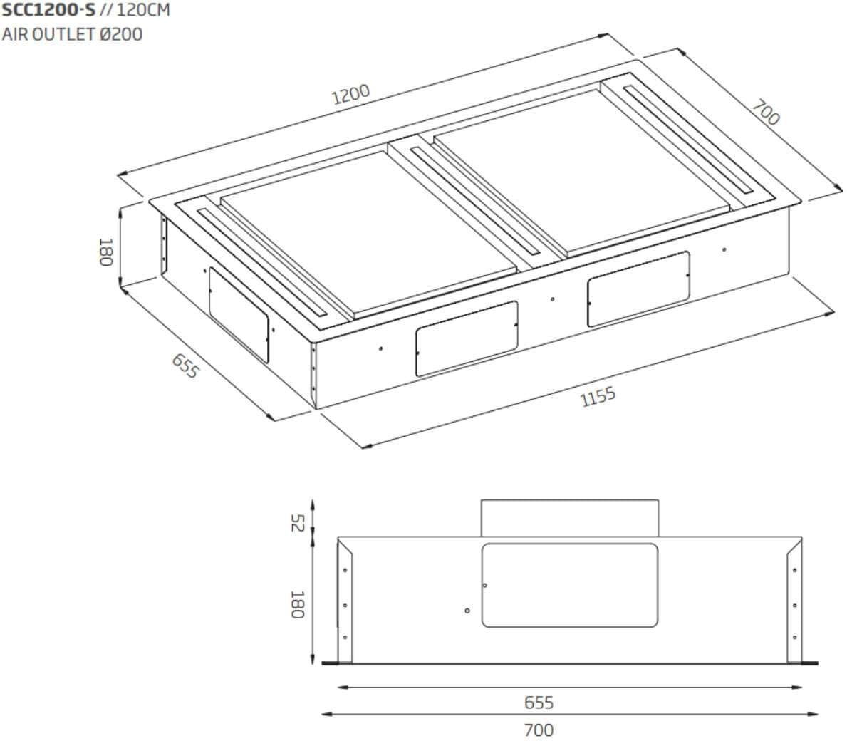 Schweigen 120cm Silent 3000m3/hr S/S TwinMotor Ceiling Rangehood SCC1200-SP2