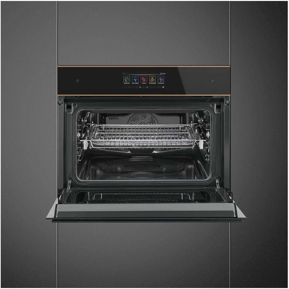 Smeg 60cm Dolce Stil Novo Combi Microwave Electric Oven Copper Trim SF4606WMCNR