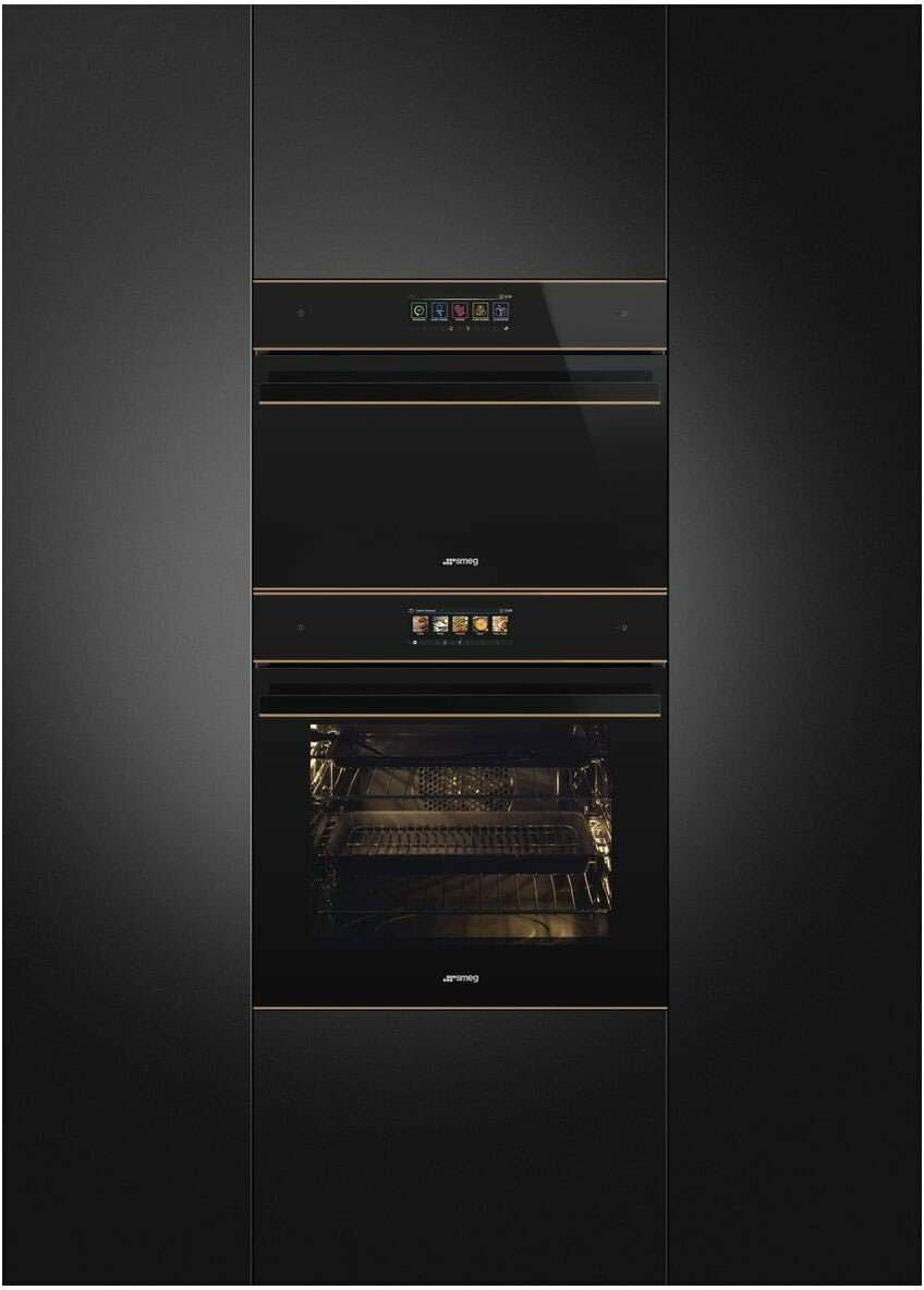 Smeg 60cm Dolce Stil Novo Combi Microwave Electric Oven Copper Trim SF4606WMCNR