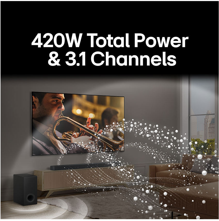 LG 3.1 Channel 420W Soundbar with Wireless Subwoofer SG10TY