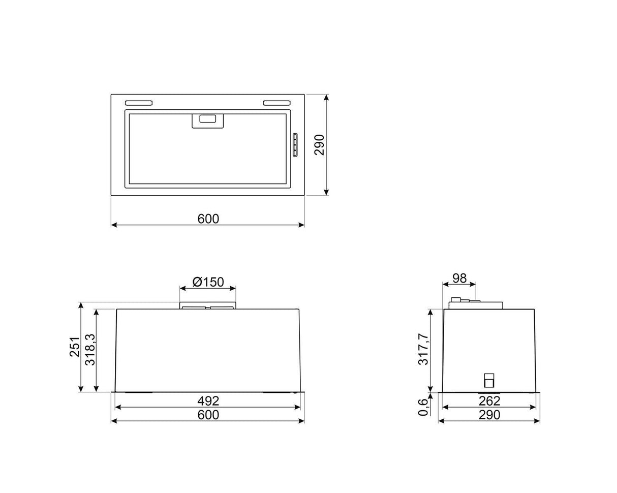 Smeg 60cm Undermount Stainless Steel Rangehood SHU671X