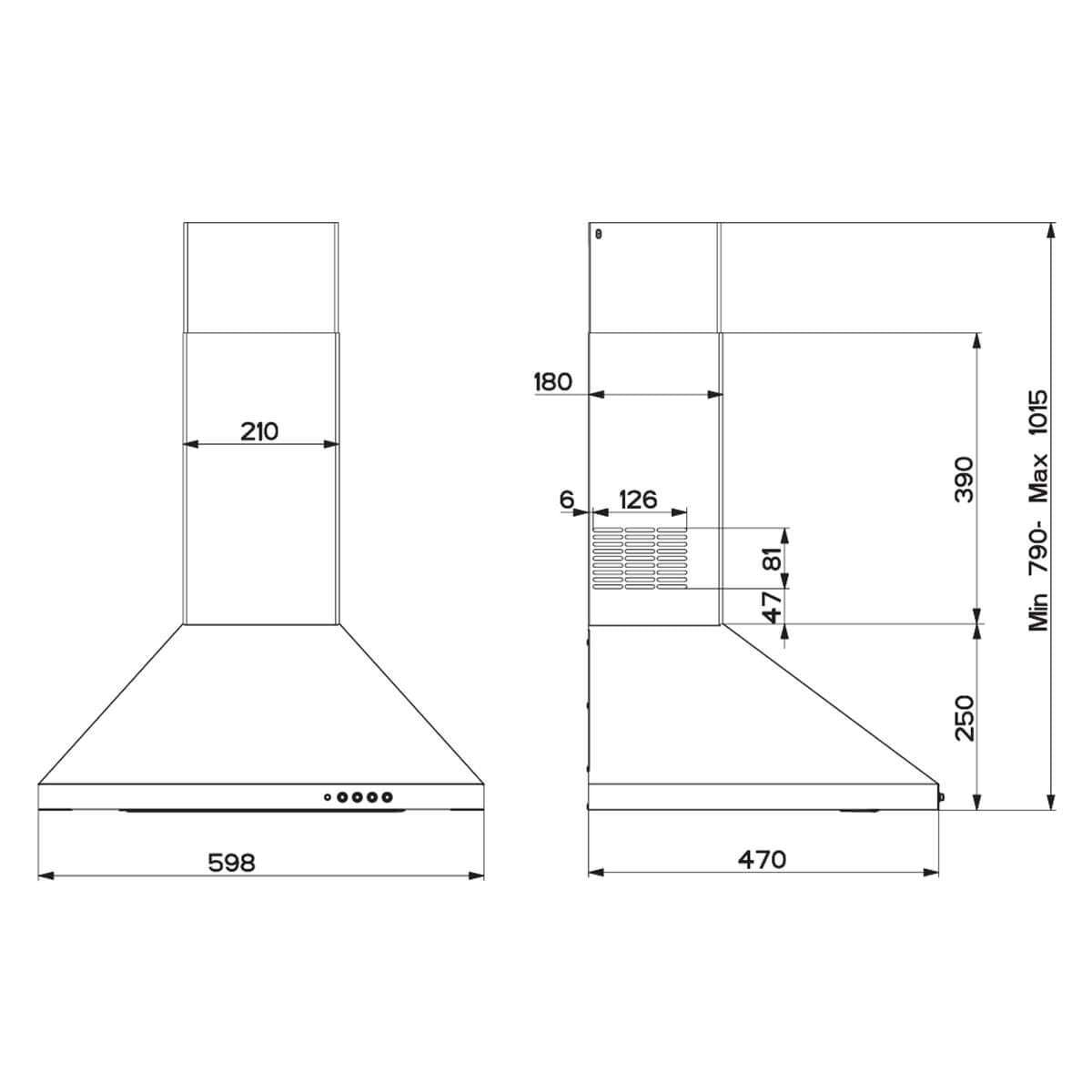 Smeg 60cm Canopy Rangehood Stainless Steel SHW610X2