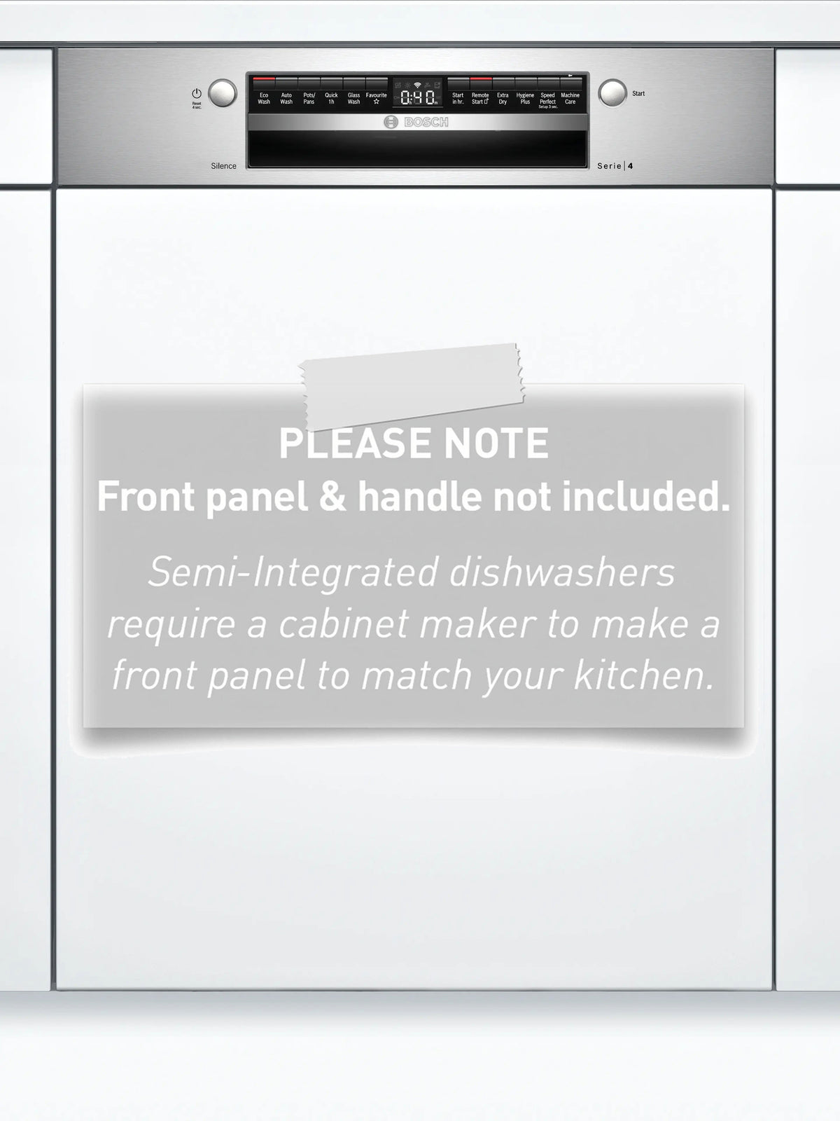 Bosch Series 4 60cm Semi-Integrated Dishwasher Stainless Steel Panel SMI4HTS01A