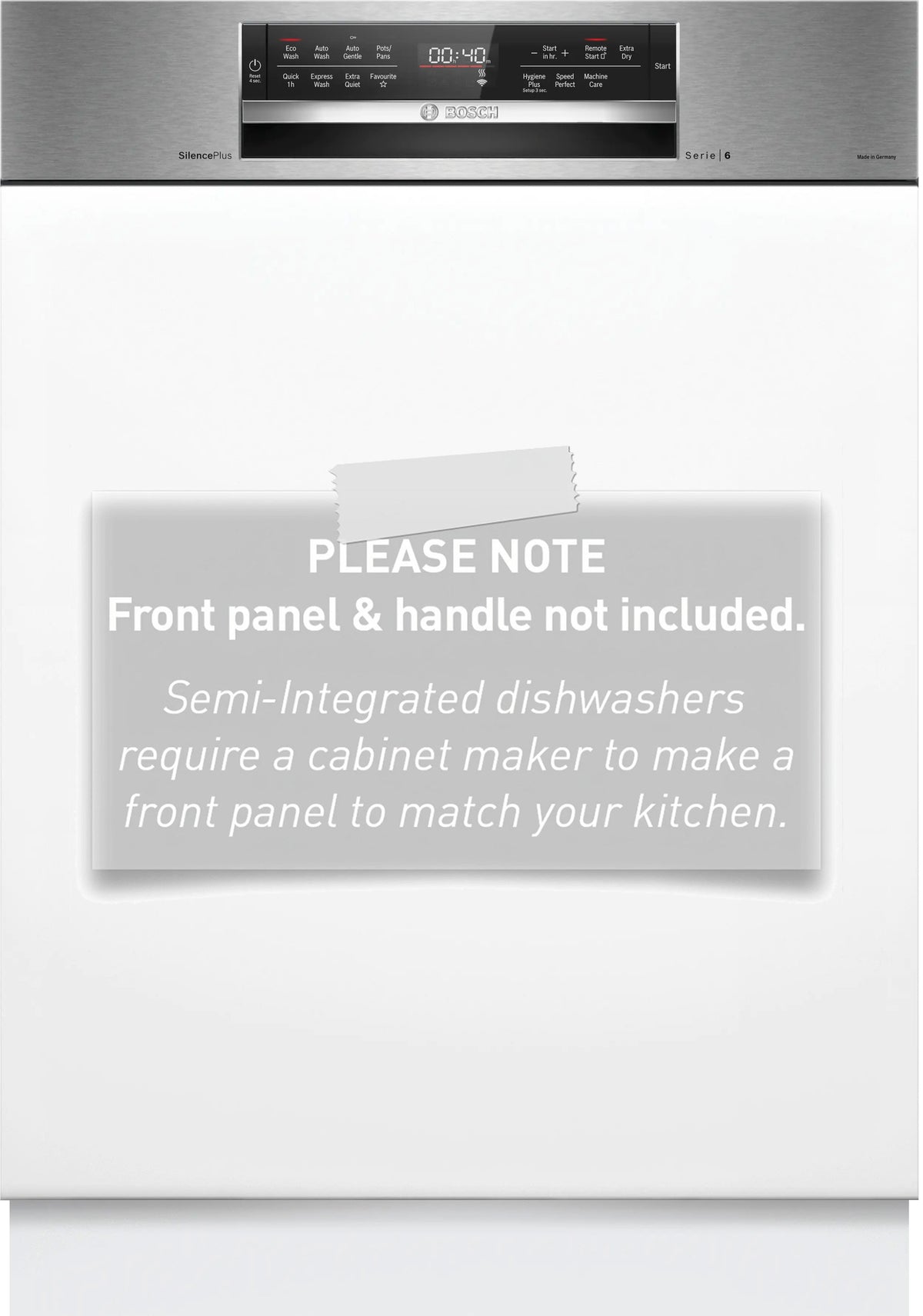Bosch Series 6 60cm Semi-Integrated Dishwasher Stainless Steel Panel SMI6HCS01A