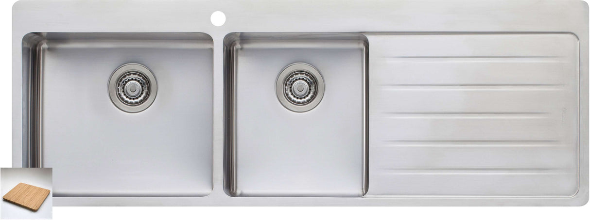 Oliveri Sonetto 1 & 3/4 Double Left Hand Bowl Inset Sink With Drainer SN1011