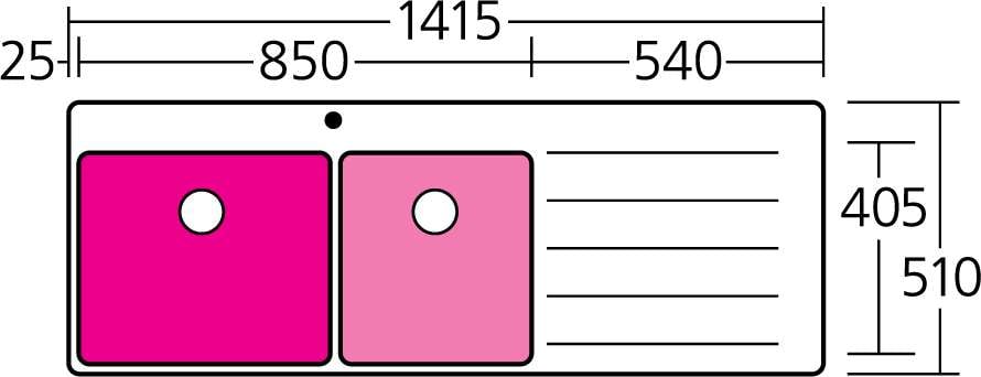 Oliveri Sonetto 1 & 3/4 Double Left Hand Bowl Inset Sink With Drainer SN1011