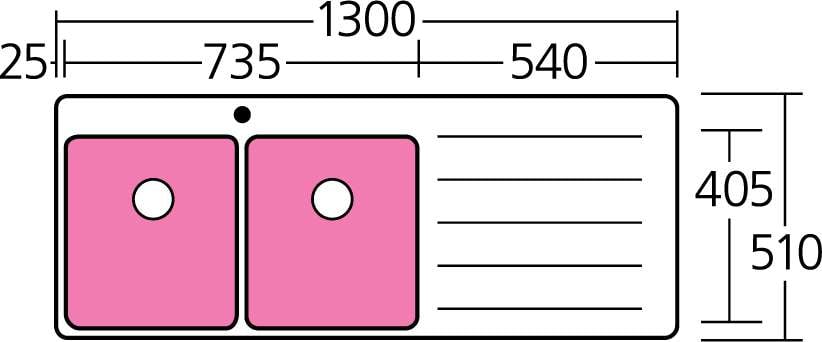 Oliveri Sonetto Double Left Hand Bowl Inset Sink With Drainer SN1071