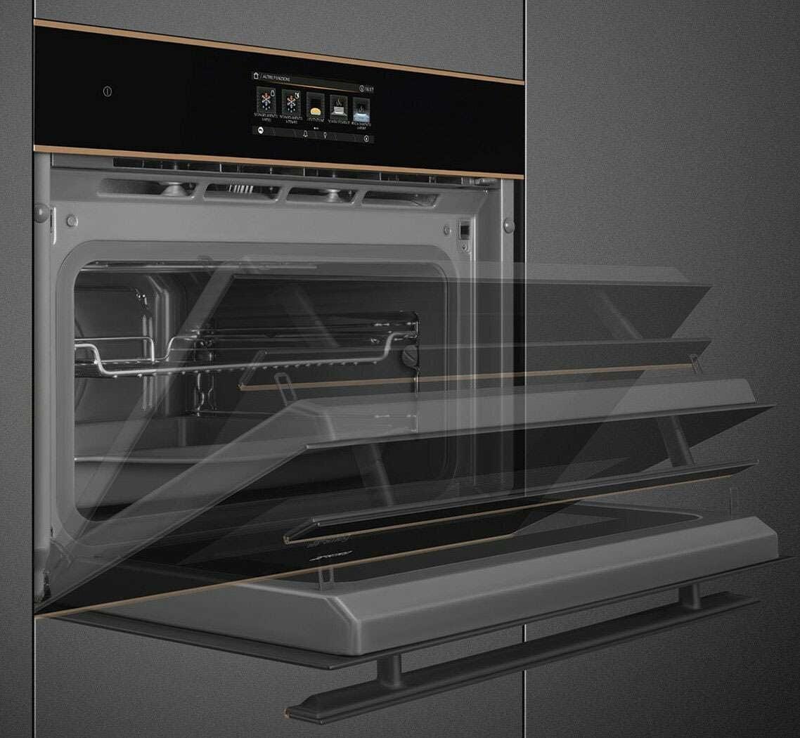 Smeg 45cm Dolce Stil Novo Multitech Electric Oven Copper Trim SOA4606WAPNR