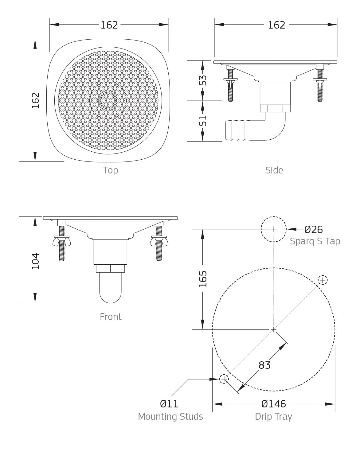 Puretec SPARQ Stand Alone Font Drip Tray Gunmetal SQ-FONT-GM