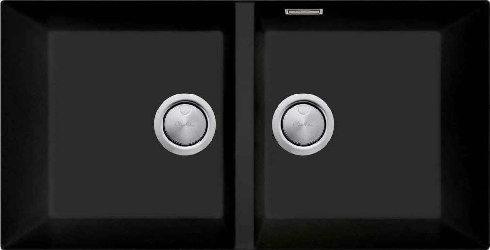 Oliveri Santorini Double Bowl Undermount Sink Black ST-BL1563U-OF