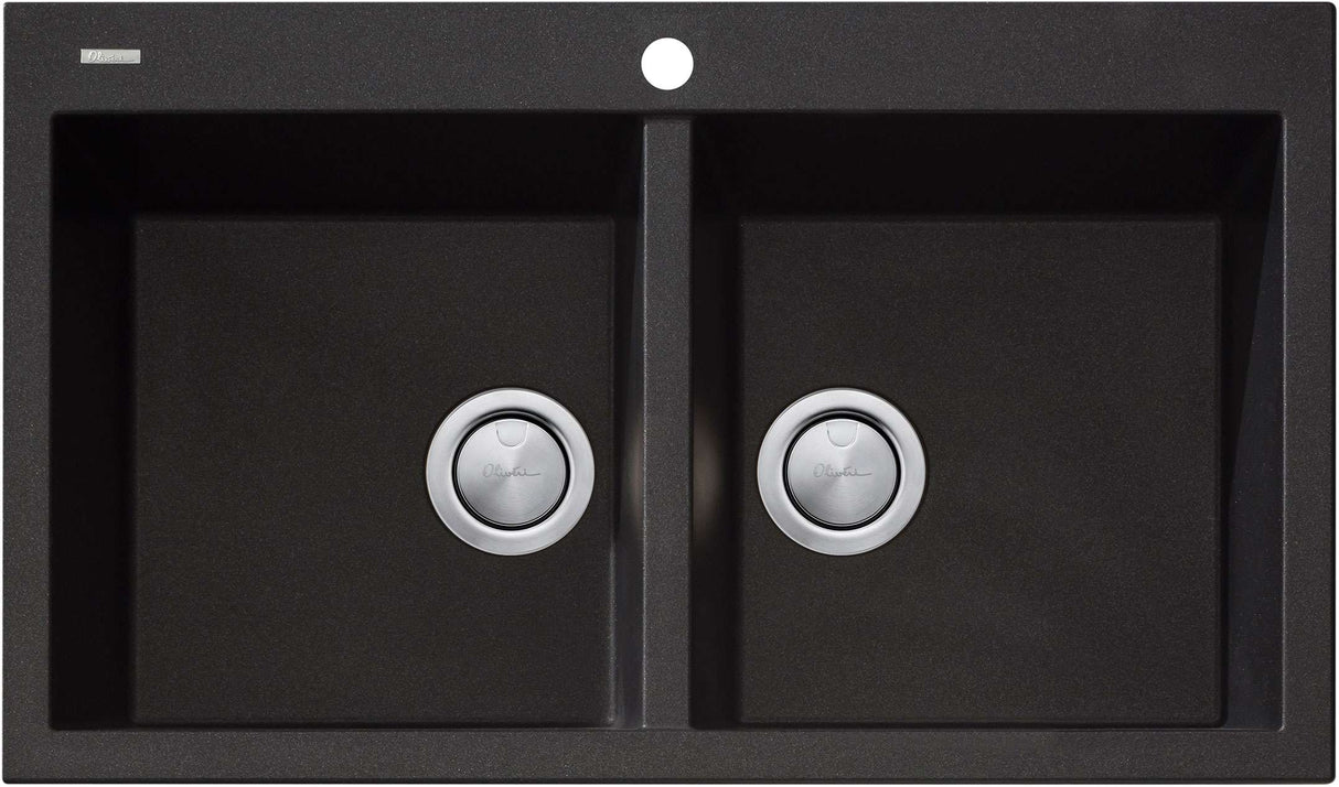 Oliveri Santorini Black Double Bowl Inset Sink ST-BL1564